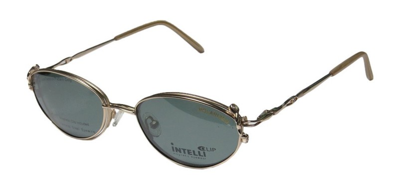 NEW ELITE EYEWEAR 718 GLASSES FULL-RIM PEARL GOLD SUNGLASS CLIP-ONS UNISEX
