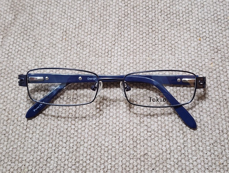 Lot of 2 TOKIO Eyeglasses 1704 Metal Frames 49-18-140 NAVY NEW gallery
