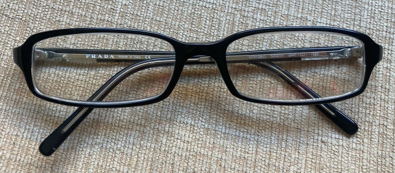 PRADA VPR 06G 2AF-1O1 Black On Crystal Frame 52-17 135 Women’s Eyeglasses Italy