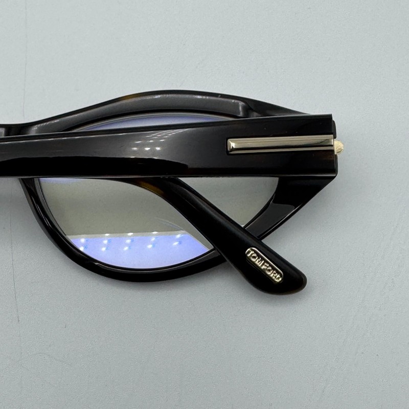 Tom Ford Eyeglasses Frames Icon TI5016-B 052 Havana Cat Eye Blue Block 54-15-140 gallery
