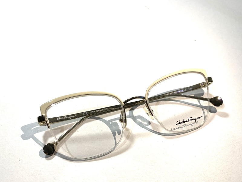 Salvatroe Ferragamo SF 2182 721 Light Gold Eyeglasses 53mm with Case Made Italy gallery