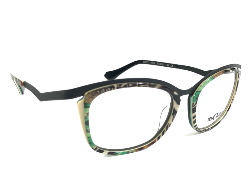BOZ Eyeglasses Frames DALY 4500 Green Patchwork Black Cat Eye Full Rim 51-18-140 gallery