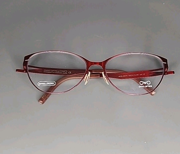 OVVO Optics 3574 Cherry Red Handmade Titanium Eyeglass Frame 52/17/135 gallery