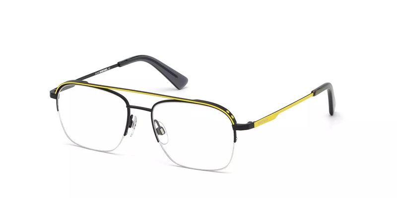 Diesel DL5306 Black 005 Metal Semi Rimless Aviator Eyeglasses Frame 52-17-145 RX