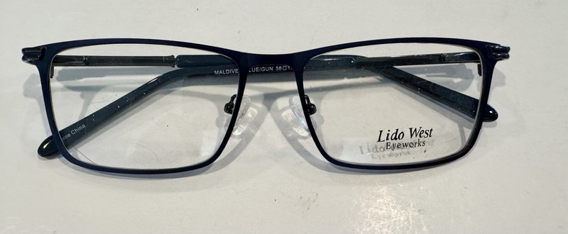 Lido West Rory Maldives Blue Gunmetal Eyeglasses 56-17-145 Rectangular Frame