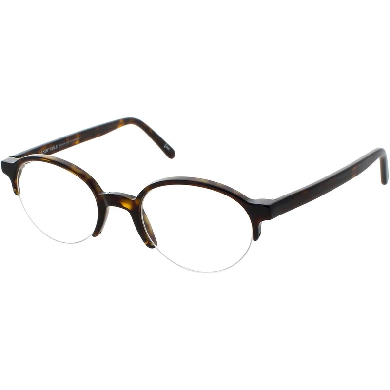 Andy Wolf Unisex Eyeglasses Dark Havana Acetate Half Rim Frame Demo Lens 4555 B