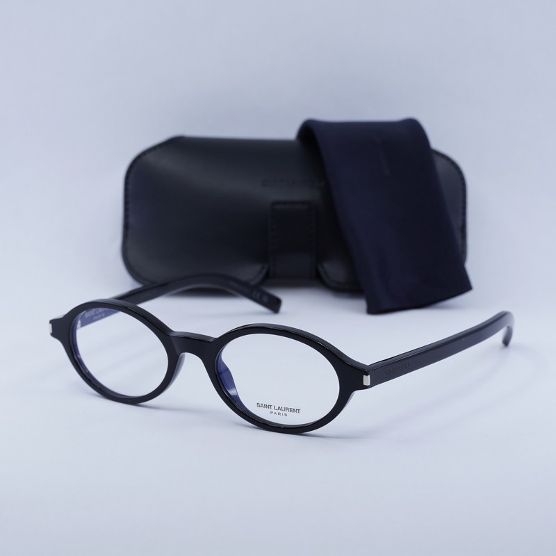 SAINT LAURENT SL751JEANNE OPT 001 Black/Clear Blue Light Block 50mm Eyeglasse…