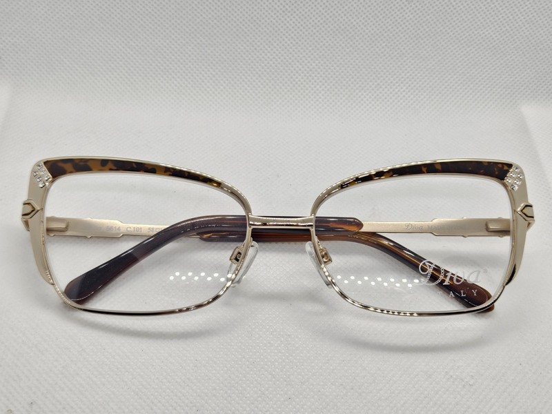 Diva 5614 101 Gold & Tortiose Eyeglasses Frames 58-16-138 Made In Italy