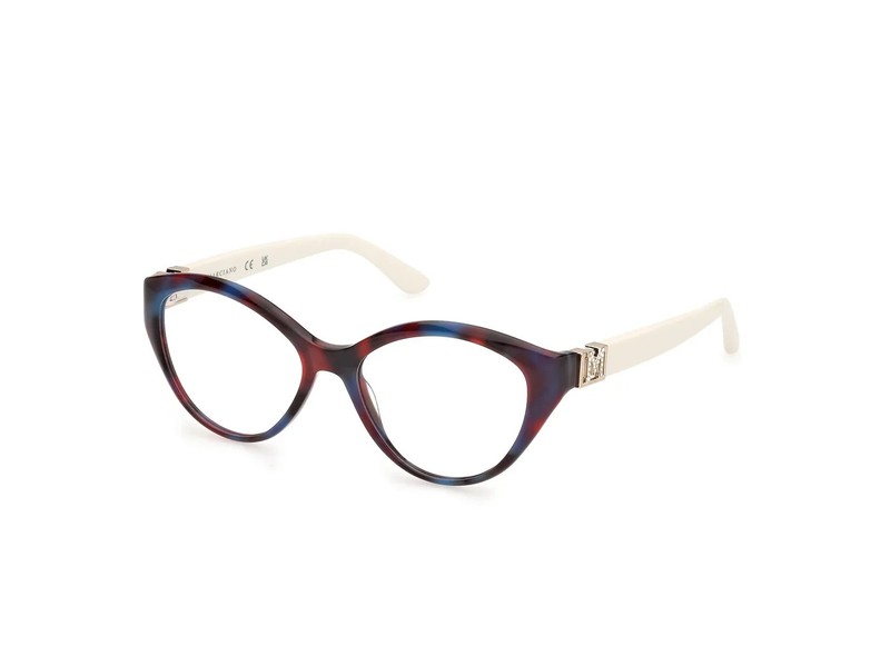 Marciano By Guess GM50004 092 Blue/Red Havana Cat Eye Eyeglasses Frame 52-16-140