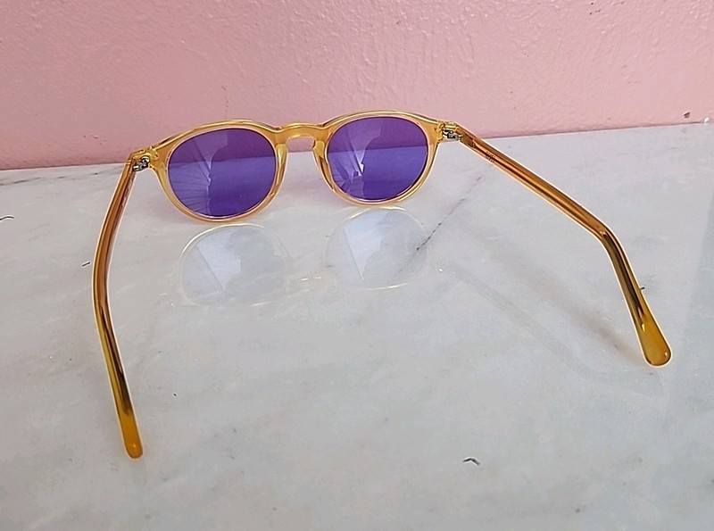 REVEL Handmade Eyeglass Frames Only 47-20-145 Amber Yellow Round Optical RX gallery