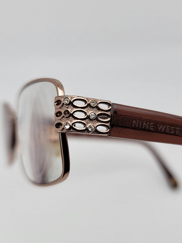 Nine West NW1038 780 Rose Gold Crystal Brown Rhinestone Eyeglasses Frame w/ Case gallery