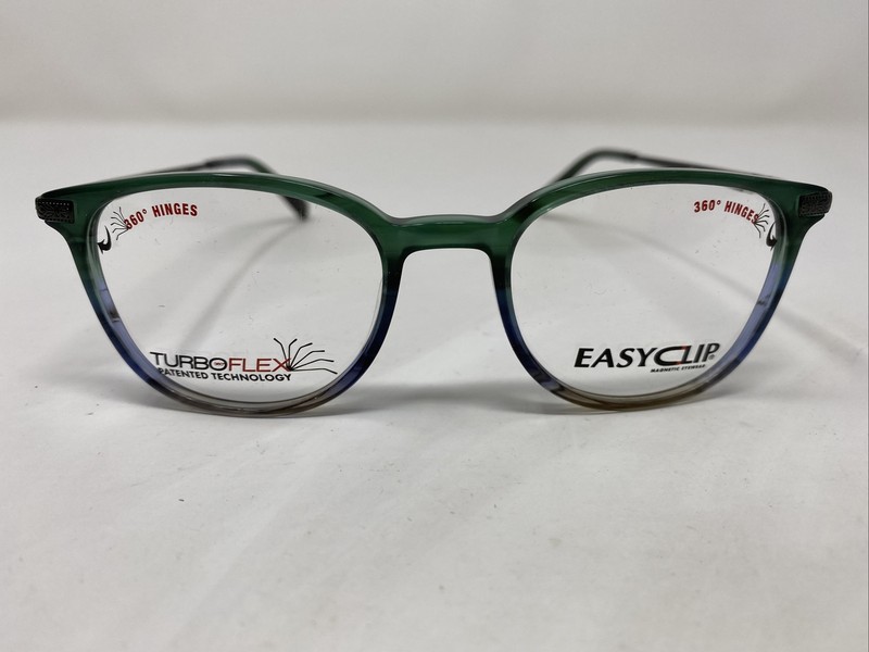 Easy Clip MOD EC525 60 48-18-135 Green Fade Full Rim Eyeglasses Frame K657