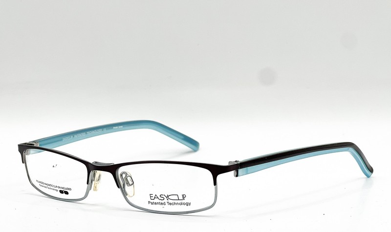 NEW EASYCLIP MOD O1050 20 SATIN DIM GREY SILVER EYEGLASSES W/ CLIP 49-16