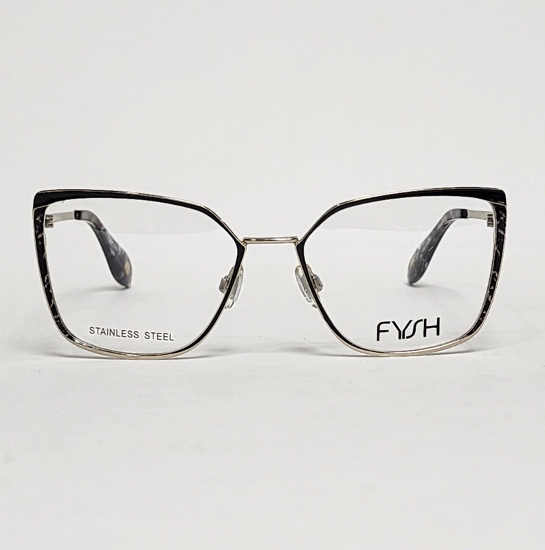 FYSH 3651 S200 Women’s Square/Butterfly Glasses in Black / Gold | Size: 52mm