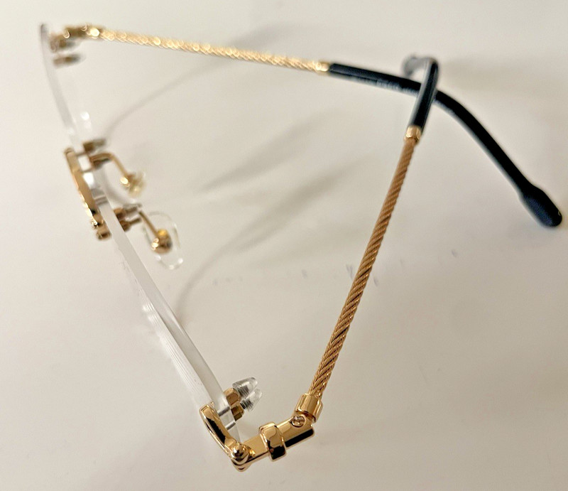 FRED Lunettes Force 10 50002U Gold Black Optical Rimless Rope Eyeglasses New 56 gallery