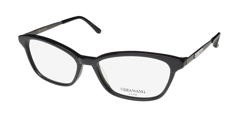 NEW VERA WANG LUXE SESHET EYEGLASS FRAME FULL-RIM 52-16-135 BK CAT EYE PLASTIC