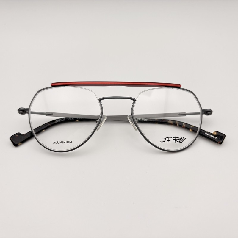 J.F. REY JF2939 0530 Carbon Wood Matte Grey & Cherry Round Eyeglasses 49mm NEW