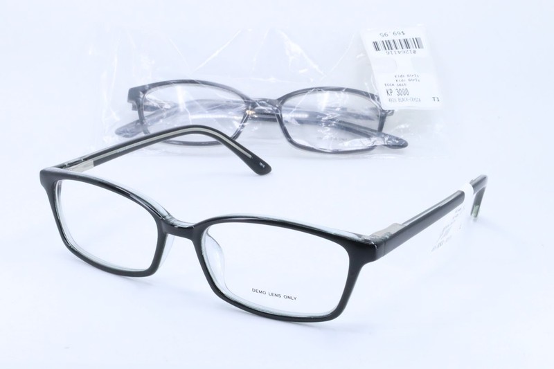 Unbranded KP3000 (BOGO) Black-Crystal Rect Girls Full Rim 49-16-135 Eyeglass
