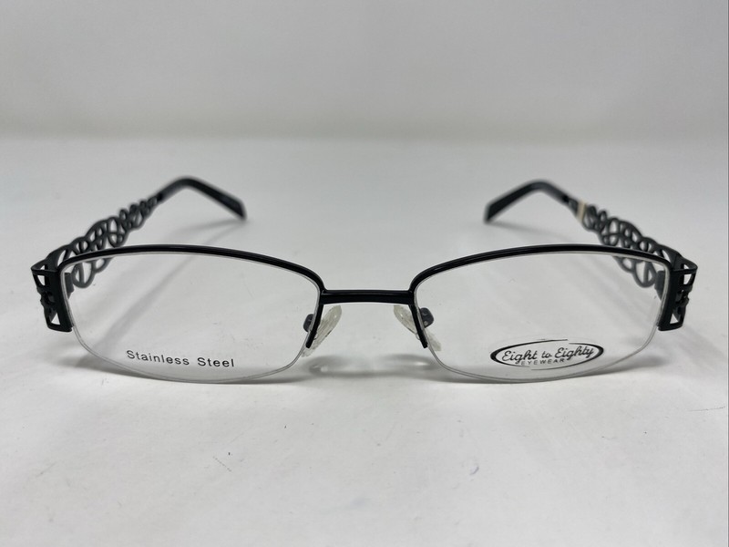 Eight To Eighty Eyewear WANDA BLACK 51-18-135 Half Rim Eyeglasses Frame :Y07
