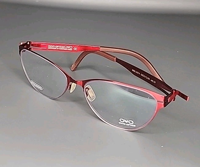 OVVO Optics 3574 Cherry Red Handmade Titanium Eyeglass Frame 52/17/135
