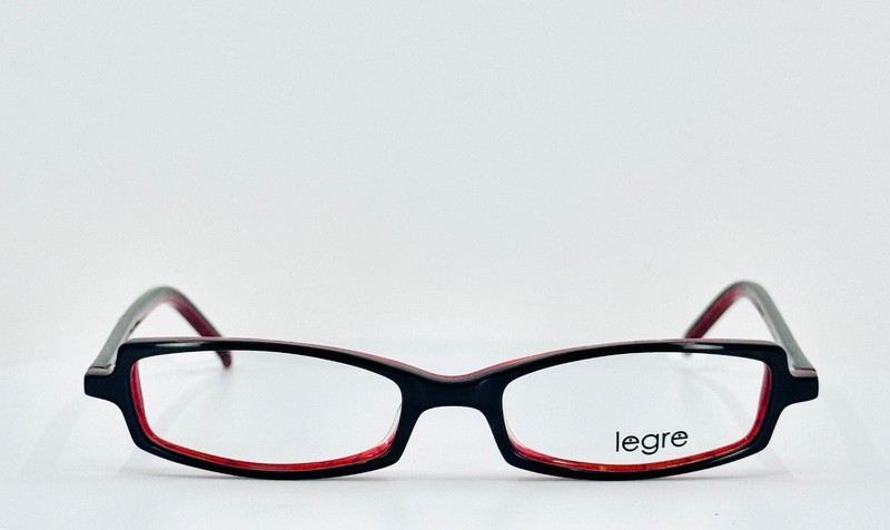 LEGRE LE-055 318 Black Red Unisex Rectangle Full Rim Eyeglasses 47-17-140 B:22