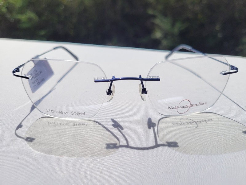 Naturally Rimless NR 374 Navy Rimless Eyeglass Frames 51 19 140