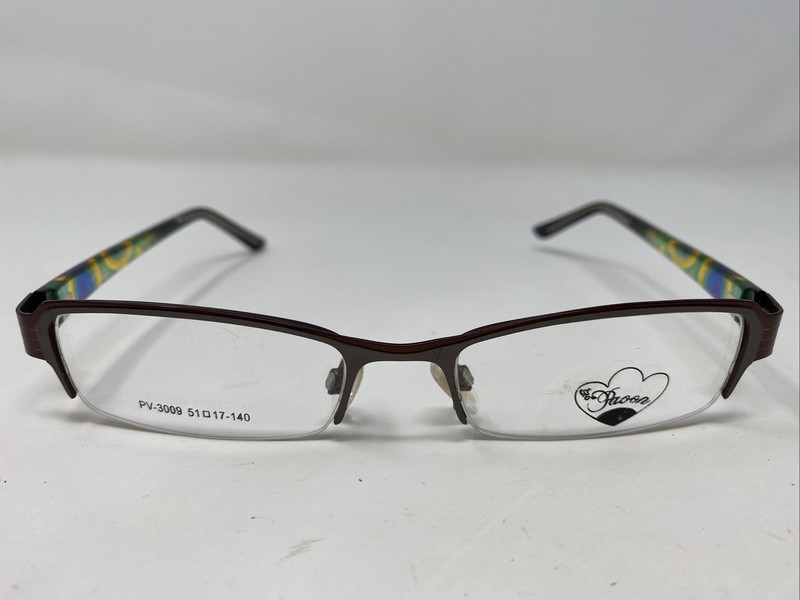 PAOON Italy PV-3009 GM4 51-17-140 Burgundy/Gray Half Rim Eyeglasses Frame CP68