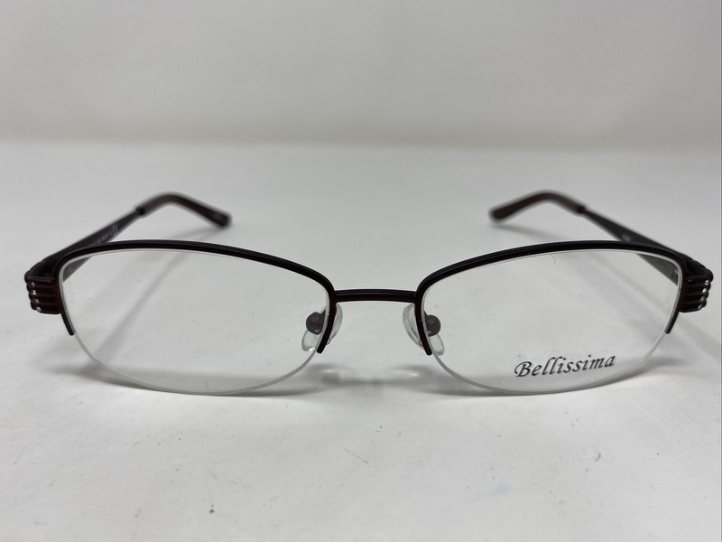 Bellissima BL 628 RAISIN 52-17-135 Dark Purple Half Rim Eyeglasses Frame !S48