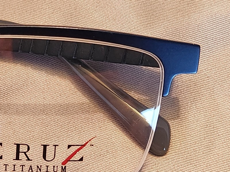 New Men's Cruz Eyeglass Frame I 405 Indigo Titanium Semi-Rimless 56-18-145 gallery
