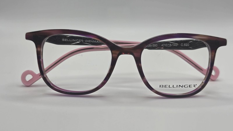 NEW BELLINGER DENMARK JUST-380 C.620 PINK BROWN HORN AUTHENTIC EYEGLASSES 47-18 gallery