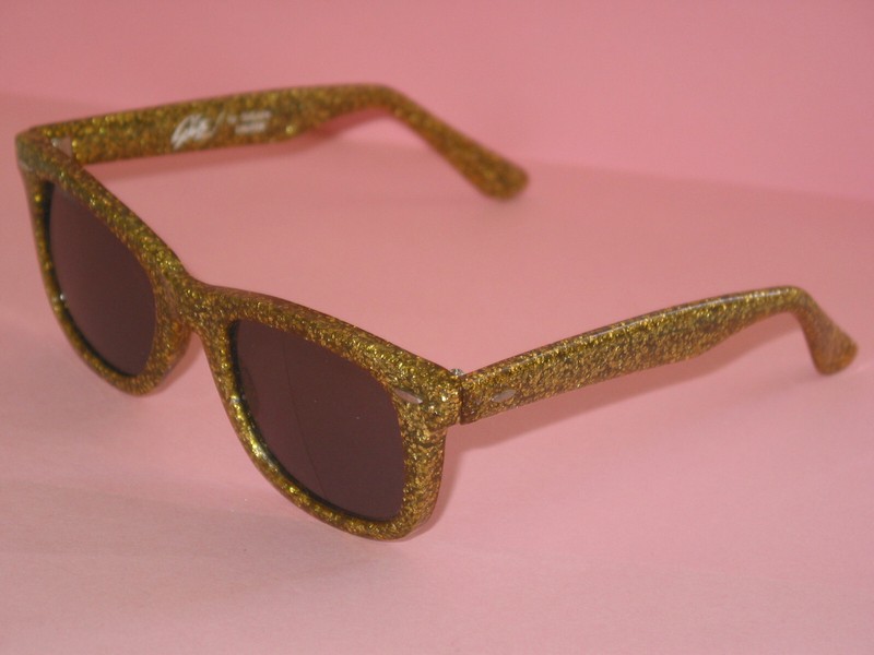 Glitz! By Susan Lauter ~ 80's Golden Glitter Sun Glasses ~ Excellent Condition gallery