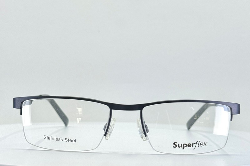 SUPERFLEX SF-496 C.3 Grey Unisex Rectangle Half Rim Eyeglasses 51-18-135 B:31 gallery
