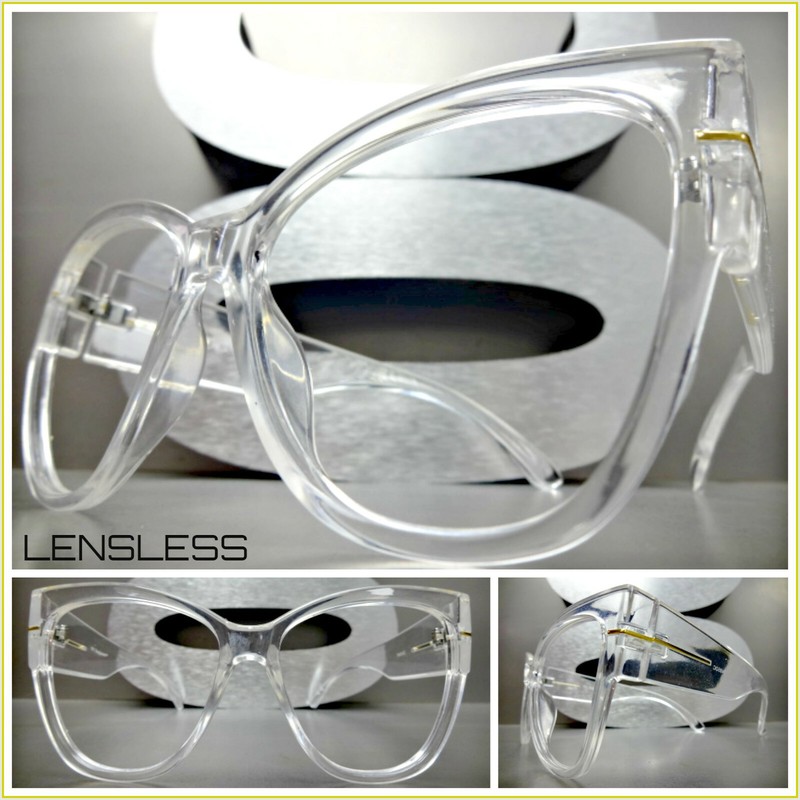 Women’s RETRO CAT EYE Style Lensless Eye Glasses Transparent Frame Only NO Lens