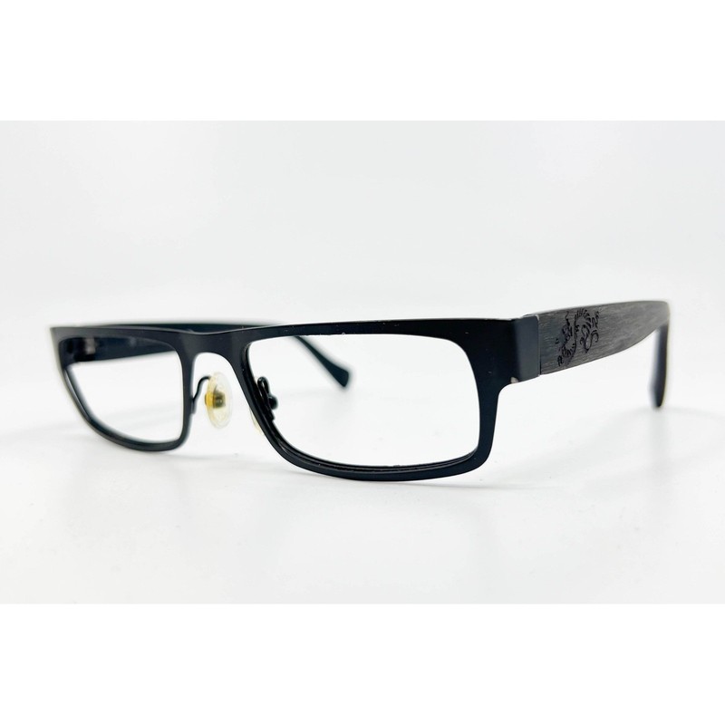 Lucky Brand Eyeglasses Mens Black Wood Grain Dragon Rectangular 53-17-140 gallery