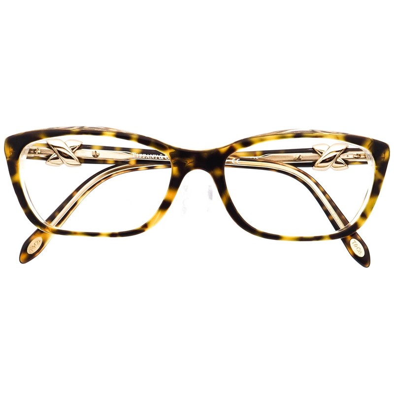 Tiffany & Co. Eyeglasses TF 2074 8155 Blonde Havana/Gold Cat Eye Italy 52-16 135 gallery