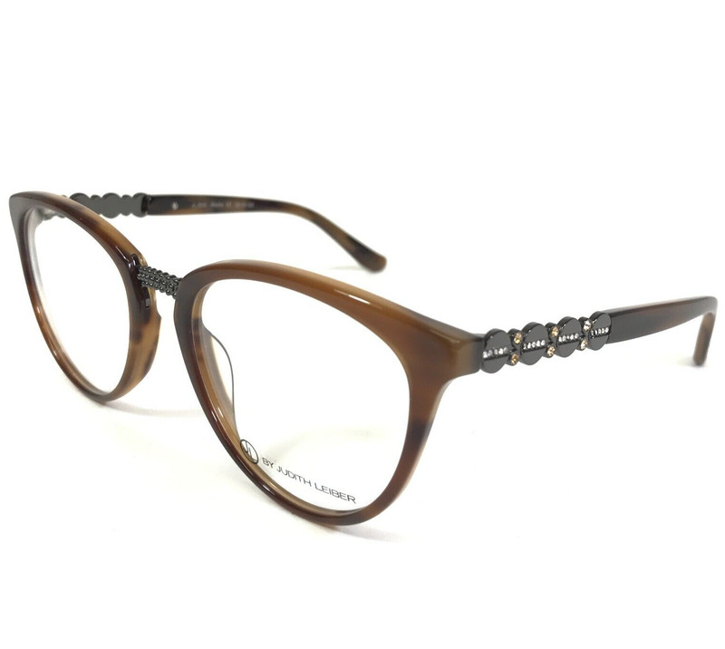 Judith Leiber Eyeglasses Frames JL-3042 Mocha Tortoise Gray Crystals 52-18-140