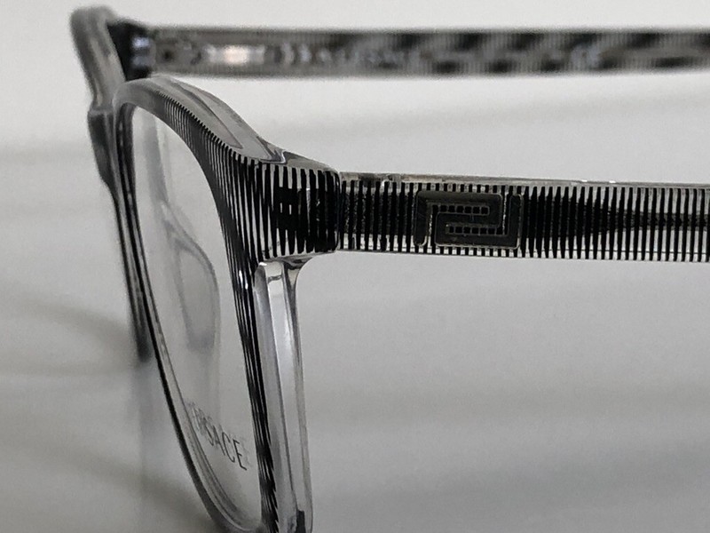Versace MOD 3155 933 Square Black White Clear Eyeglasses Frame 50-17-135 gallery