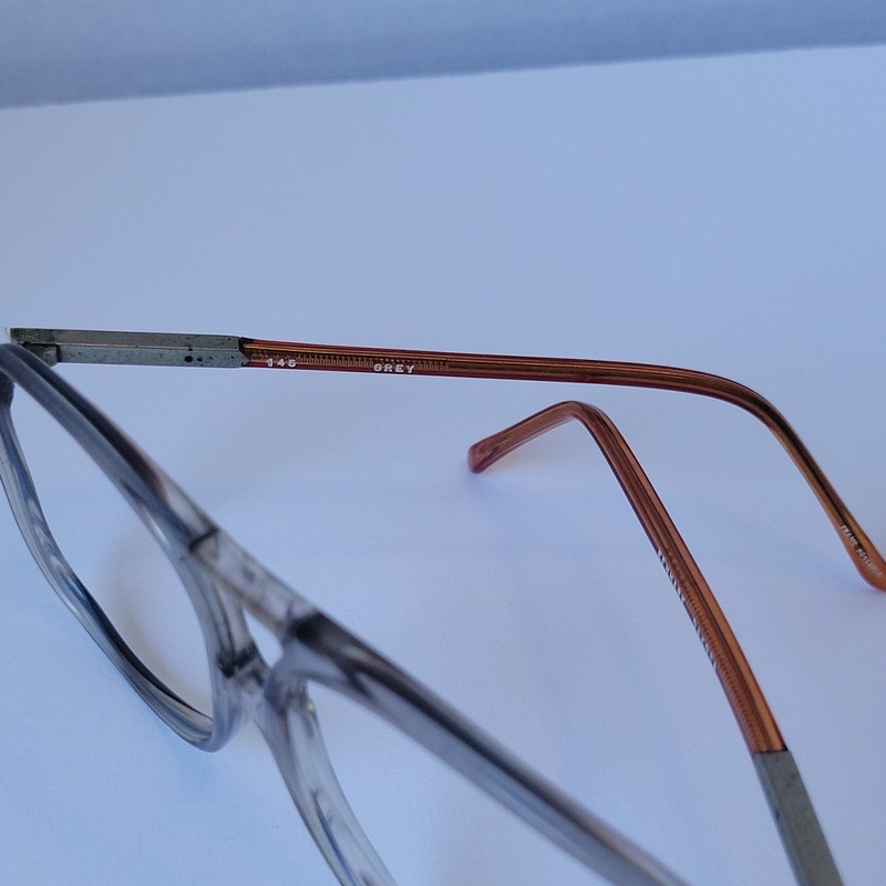 VTG Kenmark Dakota Aviator Eyeglass Frames Gray Translucent Double Bridge NOS gallery
