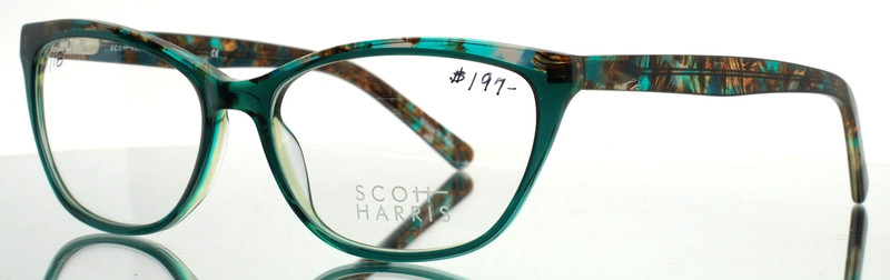 SCOTT HARRIS SH-558 C1 Emerald Womens Semi Cat Eye Eyeglasses 55-15-138 B:37 A