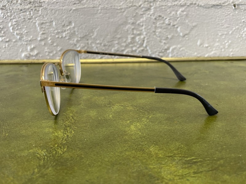 Ray-Ban Eyeglasses Frames RB6375 2890 Black Gold Round Full Rim 51-18-145 gallery