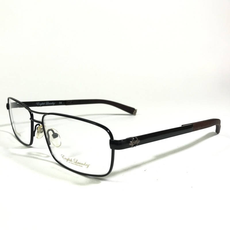 English Laundry STEELE BLACK WOOD Eyeglasses Frames Brown Rectangular 60-17-15 gallery