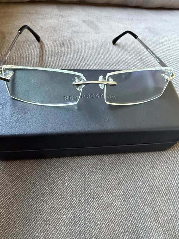 Red Prestige Vice Clear Silver Rimless Eyeglasses Frame 55-16-140 Titanium
