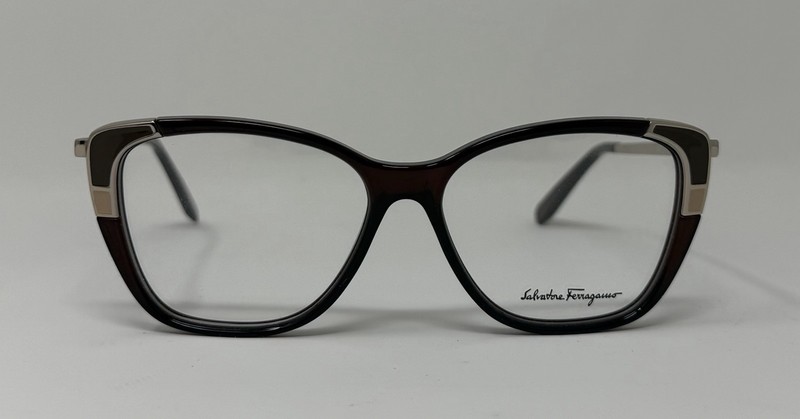 Salvatore Ferragamo SF2811 210 Brown Cat-Eye Eyeglasses. Size 54-14-140