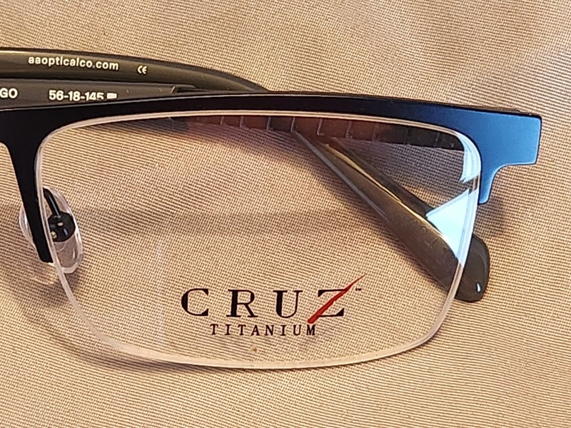 New Men's Cruz Eyeglass Frame I 405 Indigo Titanium Semi-Rimless 56-18-145 gallery
