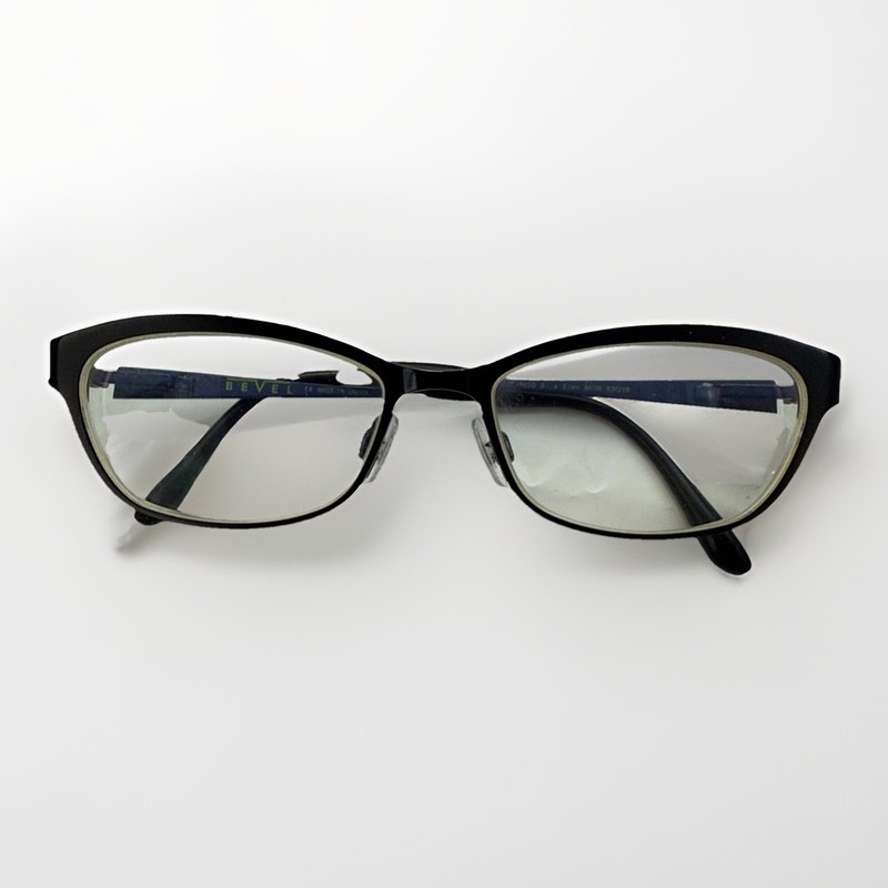 Bevel Blue /Black Eyeglasses -Frames Only-Unisex Black Blue – Vintage- Retro