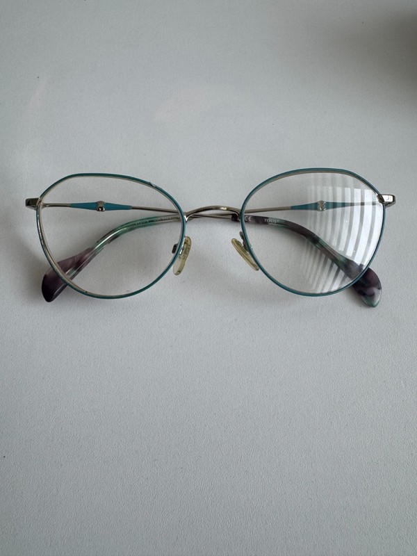TOUS Eyeglasses Frames VT0376 Teal Silver Aviator Women Rx Glasses 52-17-140 Vin