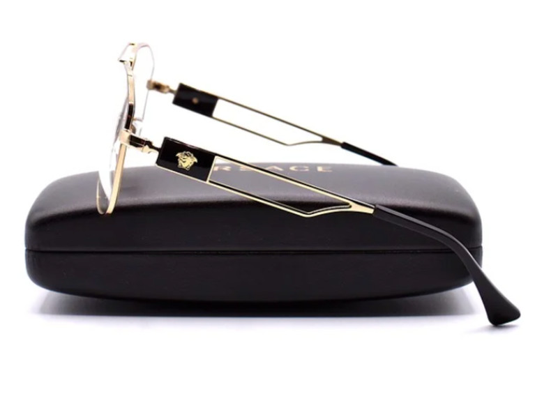 New VERSACE Aviator Eyeglasses MOD 1287 1002 57-13 145 Shiny Gold & Black Frames gallery