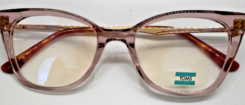 Toms Stella eyeglasses translucent pink with gold temples 52-19-147 blond tourt gallery