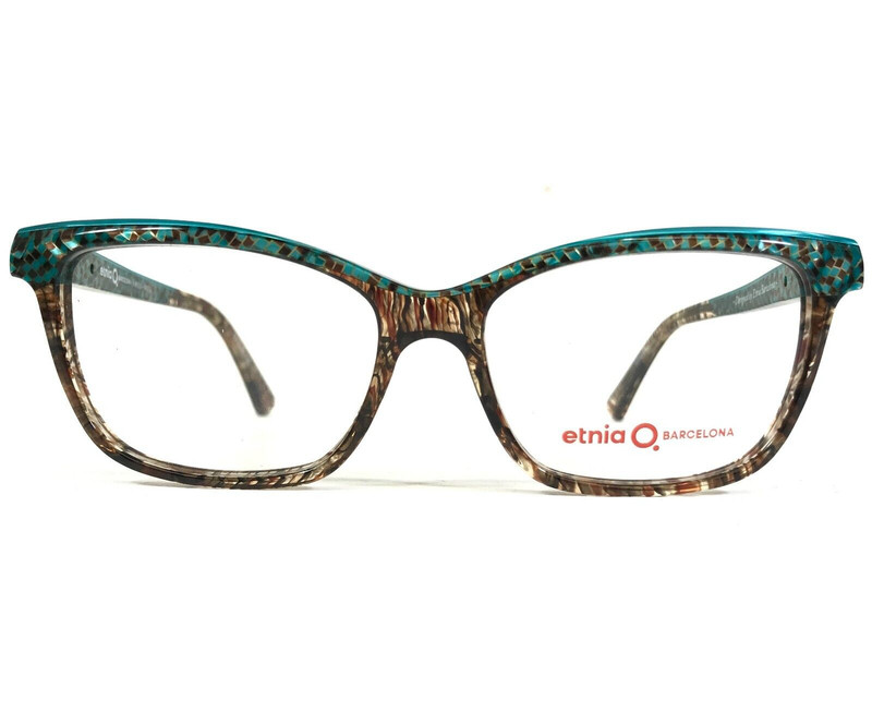 Etnia Eyeglasses Frames WELS BRTQ Clear Brown Turquoise Blue Mosaic 52-15-140