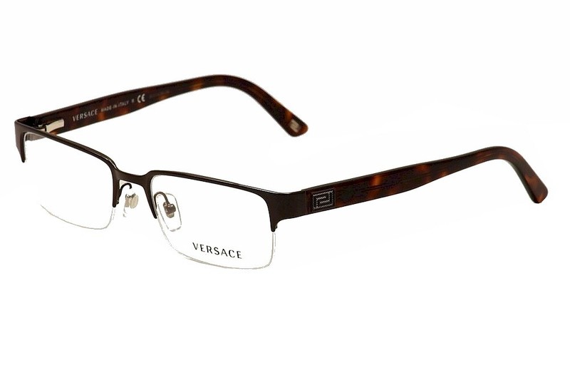 Versace Eyeglasses VE1184 VE/1184 1269 Brushed Brown Semi-Rim Optical Frame 53mm